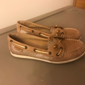 Gold glitter Sperrys